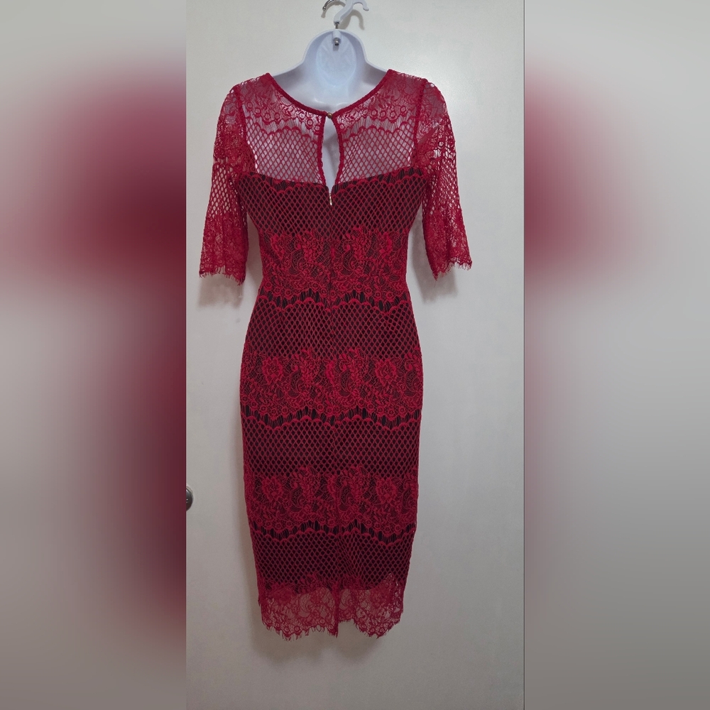 Thalia Sodi Red Lace Midi Dress Small - Picture 5 of 15